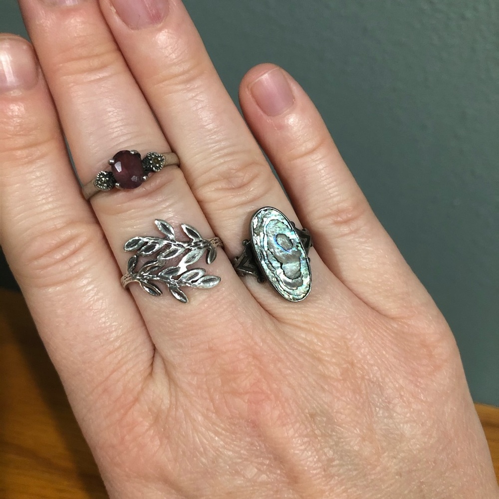CLOSET CLOSING Vintage Ring bundle Amethyst Abalone Silver